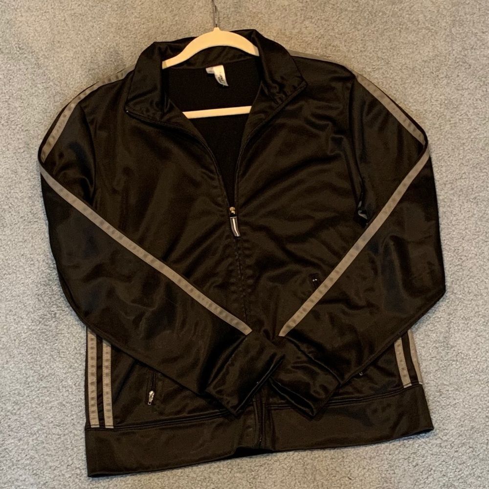 Black Athletic Jacket with Gray Details- Size XL